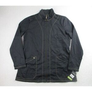 NWT Dickies Essence Warm Up Scrubs Jacket Womens L Black Long Sleeve Zip-Up Work